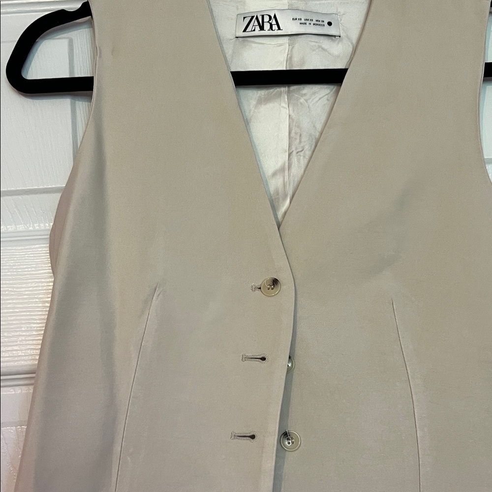 Zara Light Tan Buttoned Vest
